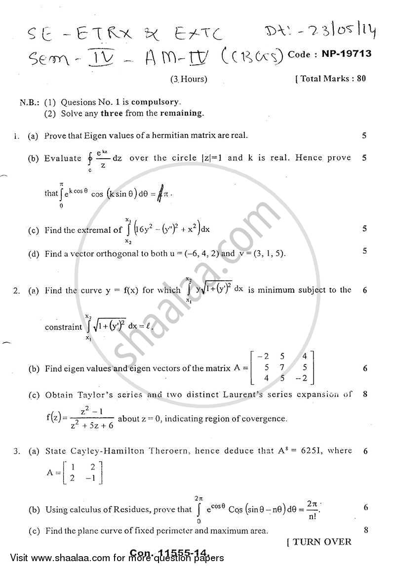 Applied Mathematics 4 2013-2014 - B.E. - Semester 4 (SE Second Year) - University of Mumbai question paper with PDF download