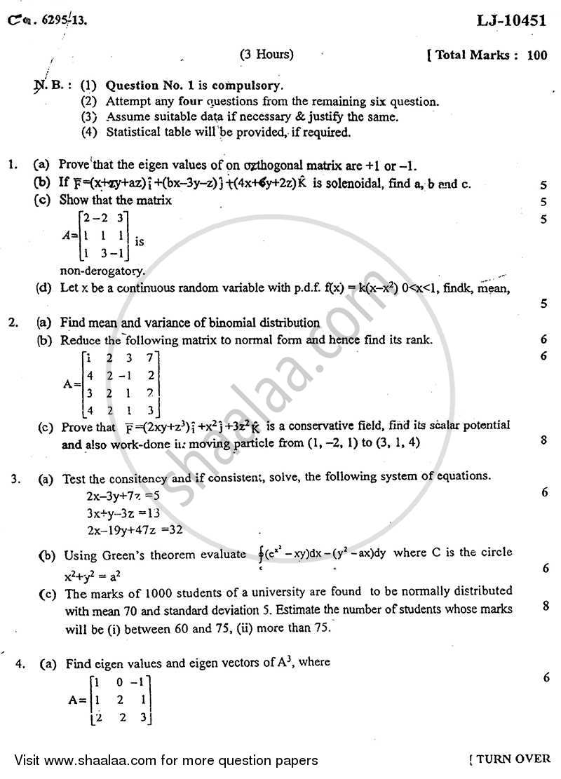 Applied Mathematics 4 2013-2014 - B.E. - Semester 4 (SE Second Year) - University of Mumbai question paper with PDF download