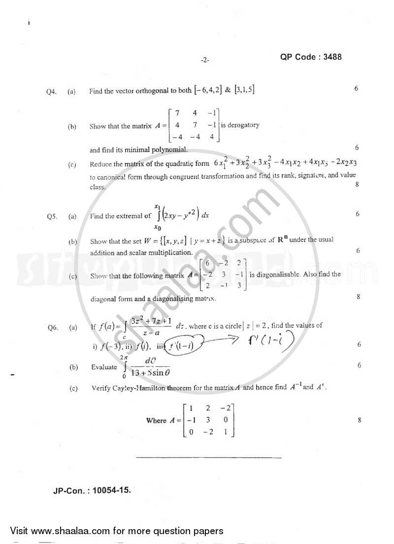 Applied Mathematics 4 2014-2015 - B.E. - Semester 4 (SE Second Year) - University of Mumbai question paper with PDF download
