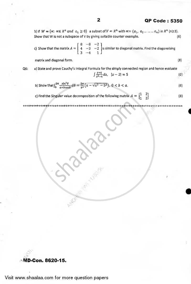 Applied Mathematics 4 2015-2016 - B.E. - Semester 4 (SE Second Year) - University of Mumbai question paper with PDF download