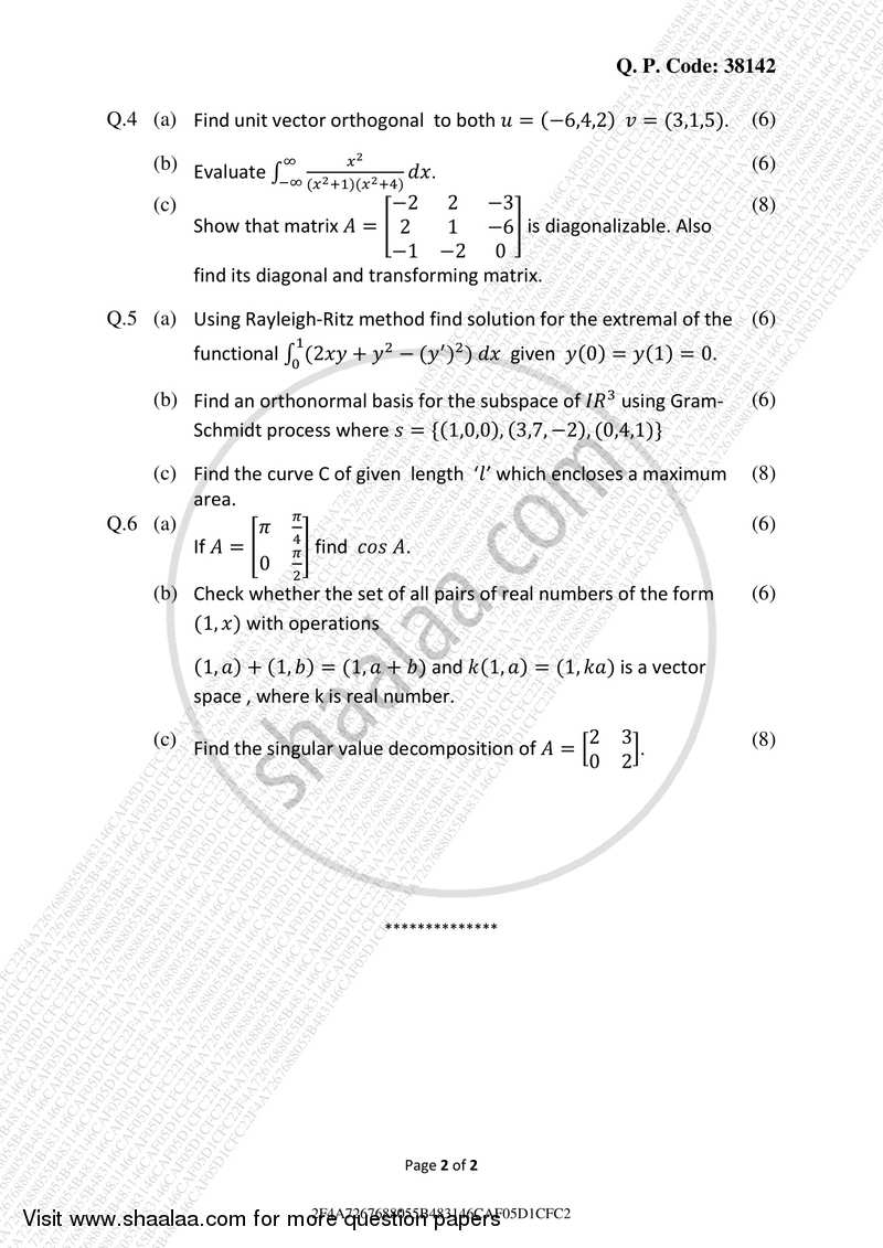 Applied Mathematics 4 2017-2018 - B.E. - Semester 4 (SE Second Year) - University of Mumbai question paper with PDF download