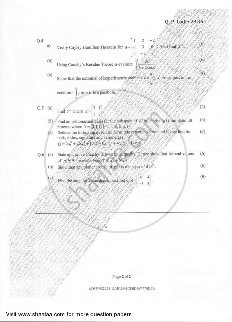 Applied Mathematics 4 2017-2018 - B.E. - Semester 4 (SE Second Year) - University of Mumbai question paper with PDF download