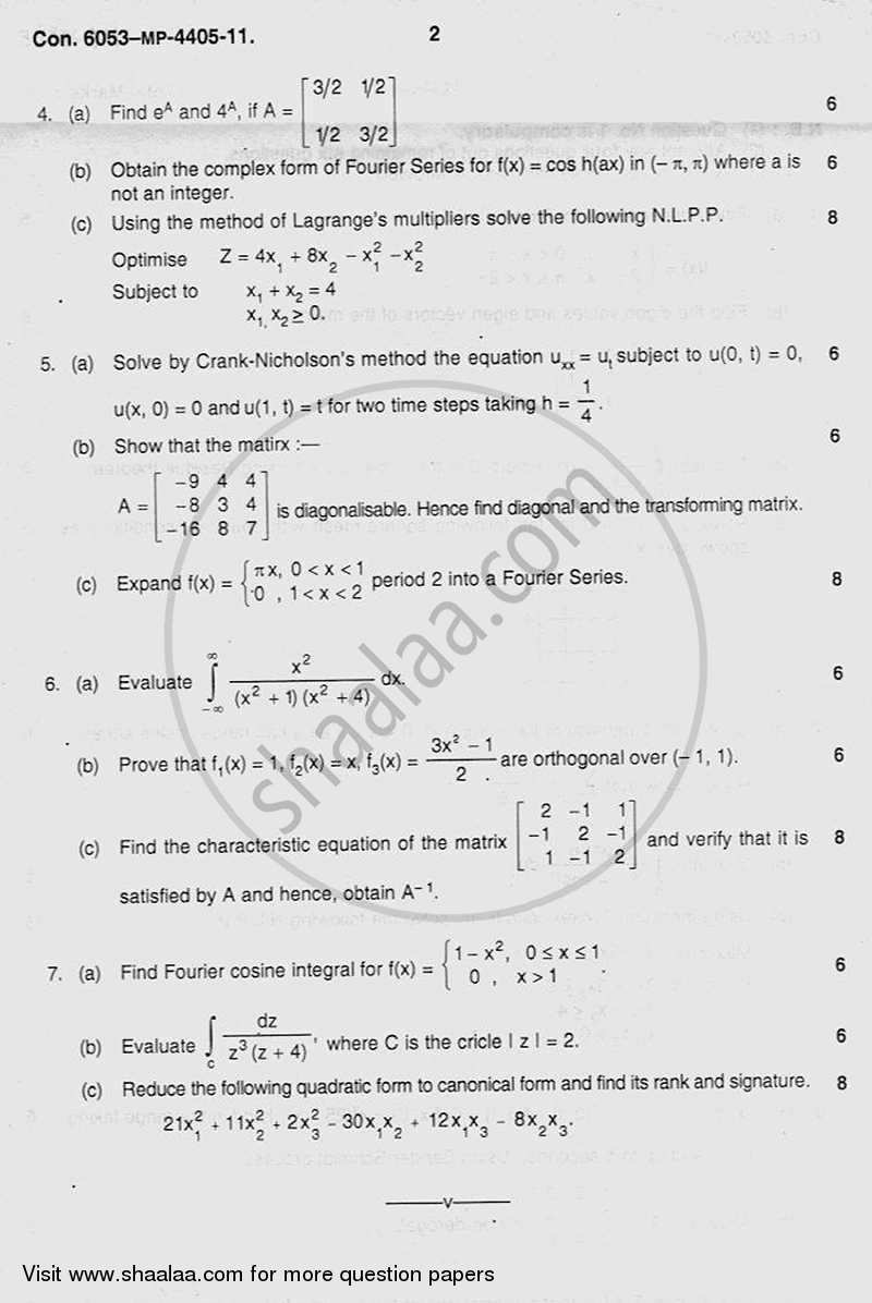 Applied Mathematics 4 2011-2012 - B.E. - Semester 4 (SE Second Year) - University of Mumbai question paper with PDF download