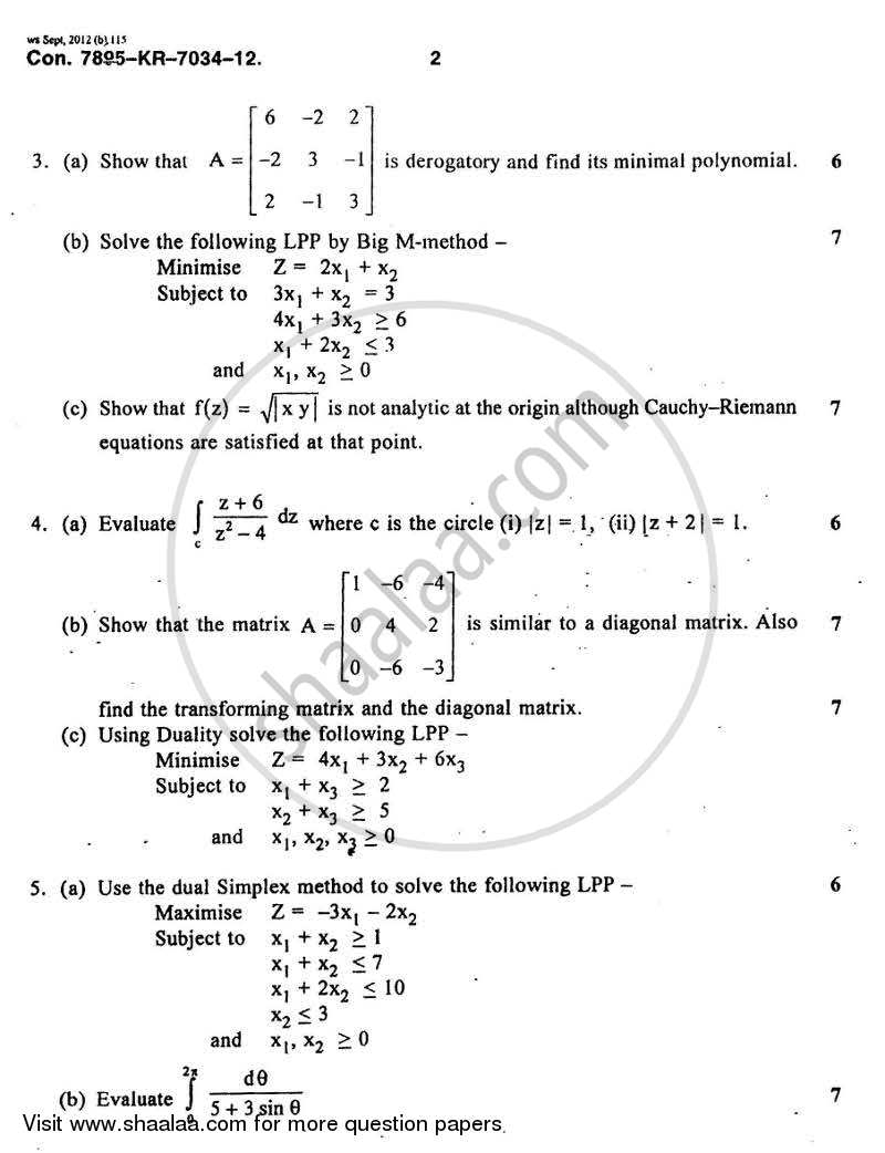 Applied Mathematics 4 2012-2013 - B.E. - Semester 4 (SE Second Year) - University of Mumbai question paper with PDF download