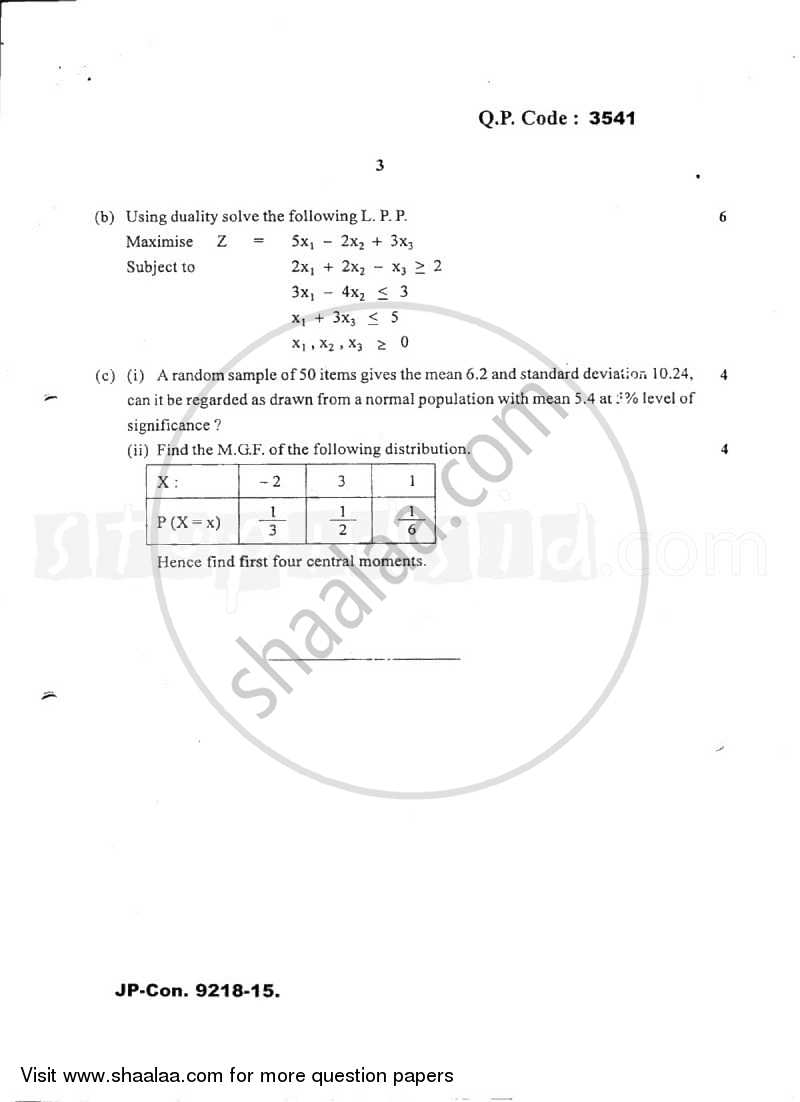 Applied Mathematics 4 2014-2015 - B.E. - Semester 4 (SE Second Year) - University of Mumbai question paper with PDF download