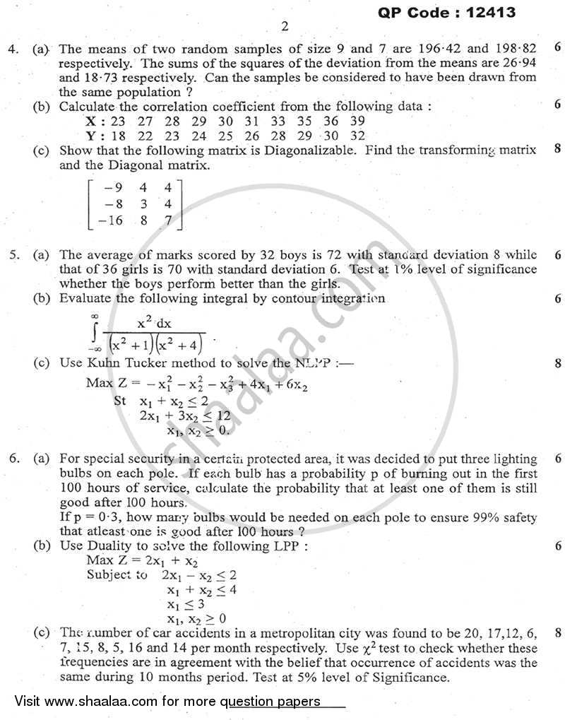 Applied Mathematics 4 2014-2015 - B.E. - Semester 4 (SE Second Year) - University of Mumbai question paper with PDF download