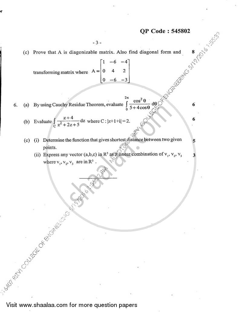 Applied Mathematics 4 2015-2016 - B.E. - Semester 4 (SE Second Year) - University of Mumbai question paper with PDF download