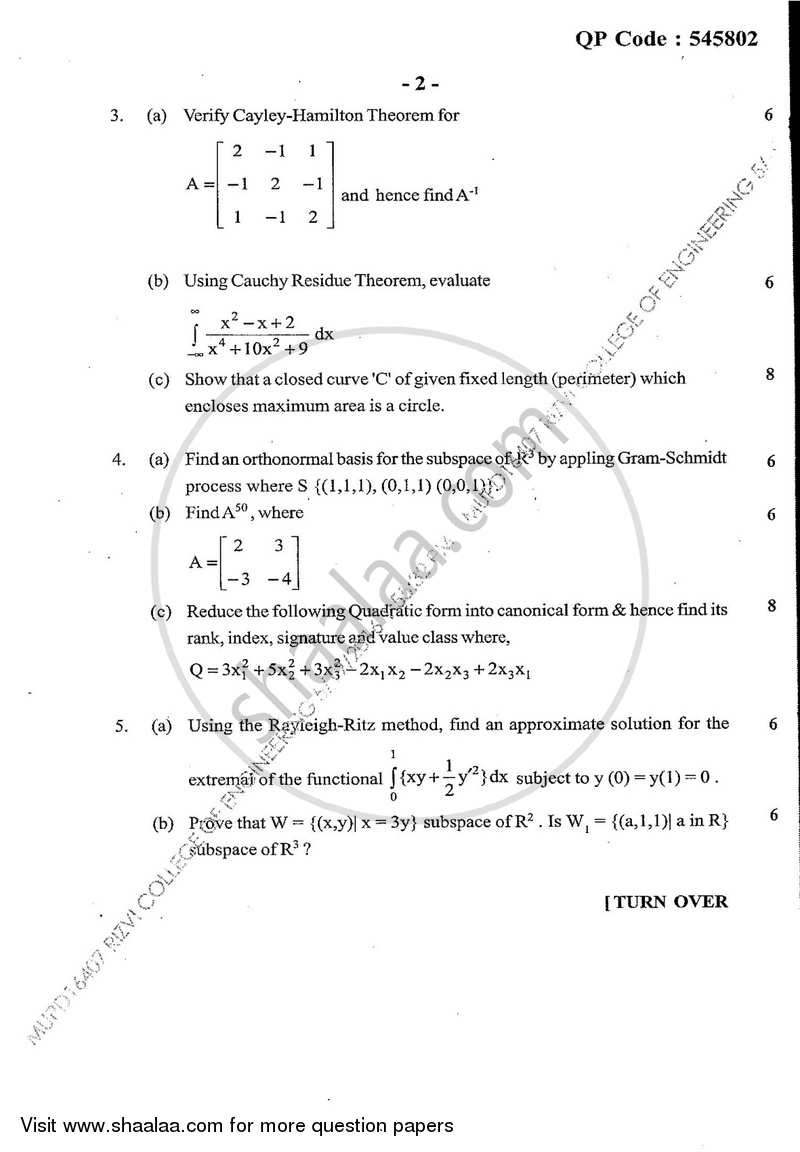 Applied Mathematics 4 2015-2016 - B.E. - Semester 4 (SE Second Year) - University of Mumbai question paper with PDF download