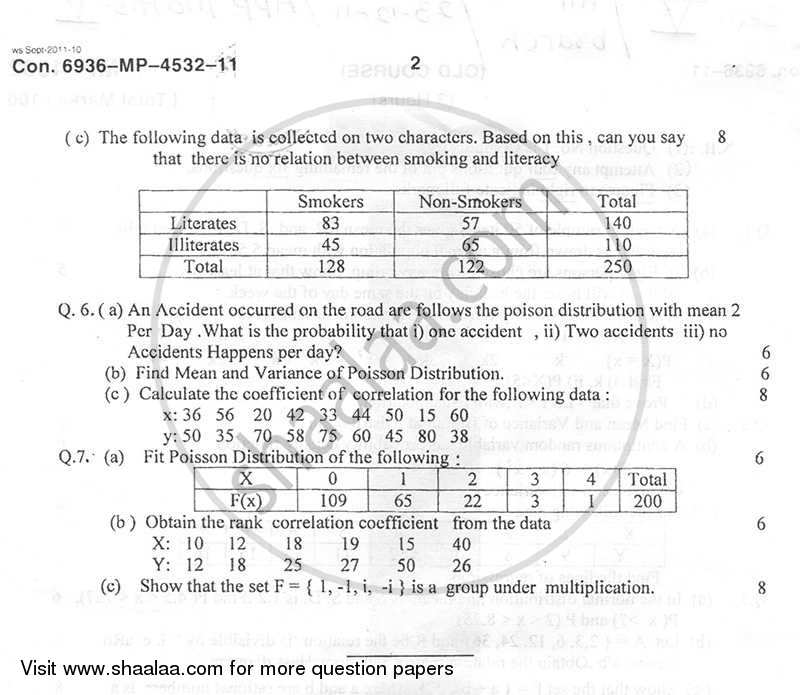 Applied Mathematics 5 2011-2012 - B.E. - Semester 5 (TE Third Year) - University of Mumbai question paper with PDF download