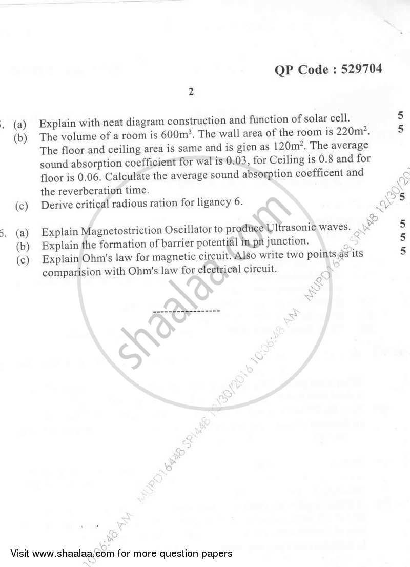 Applied Physics 1 2016-2017 - B.E. - Semester 1 (FE First Year) - University of Mumbai question paper with PDF download