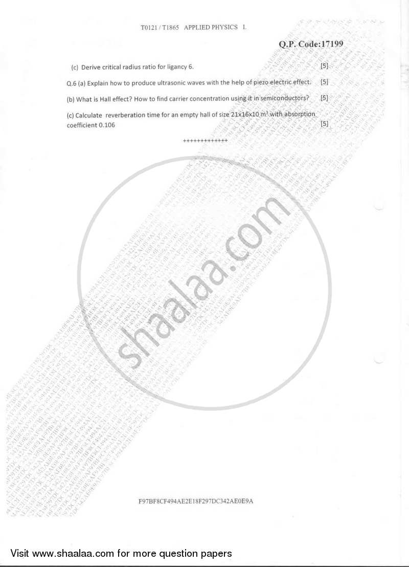 Applied Physics 1 2016-2017 - B.E. - Semester 1 (FE First Year) - University of Mumbai question paper with PDF download