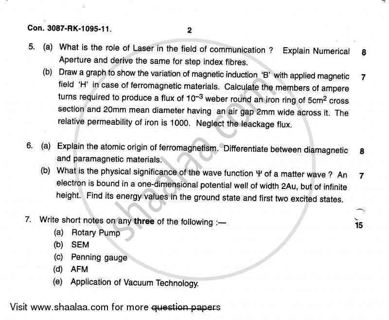 Applied Physics 2 2010-2011 - B.E. - Semester 2 (FE First Year) - University of Mumbai question paper with PDF download