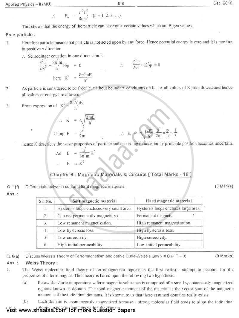 Applied Physics 2 2010-2011 - B.E. - Semester 2 (FE First Year) - University of Mumbai question paper with PDF download