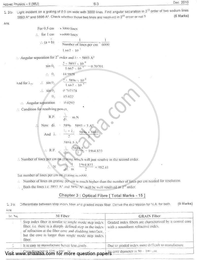 Applied Physics 2 2010-2011 - B.E. - Semester 2 (FE First Year) - University of Mumbai question paper with PDF download