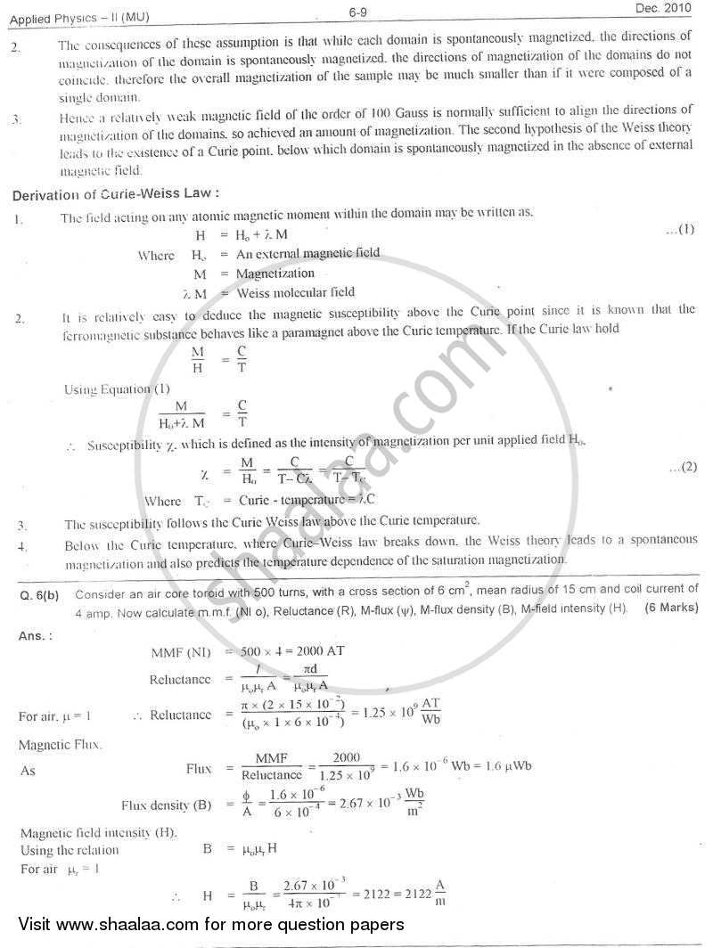 Applied Physics 2 2010-2011 - B.E. - Semester 2 (FE First Year) - University of Mumbai question paper with PDF download