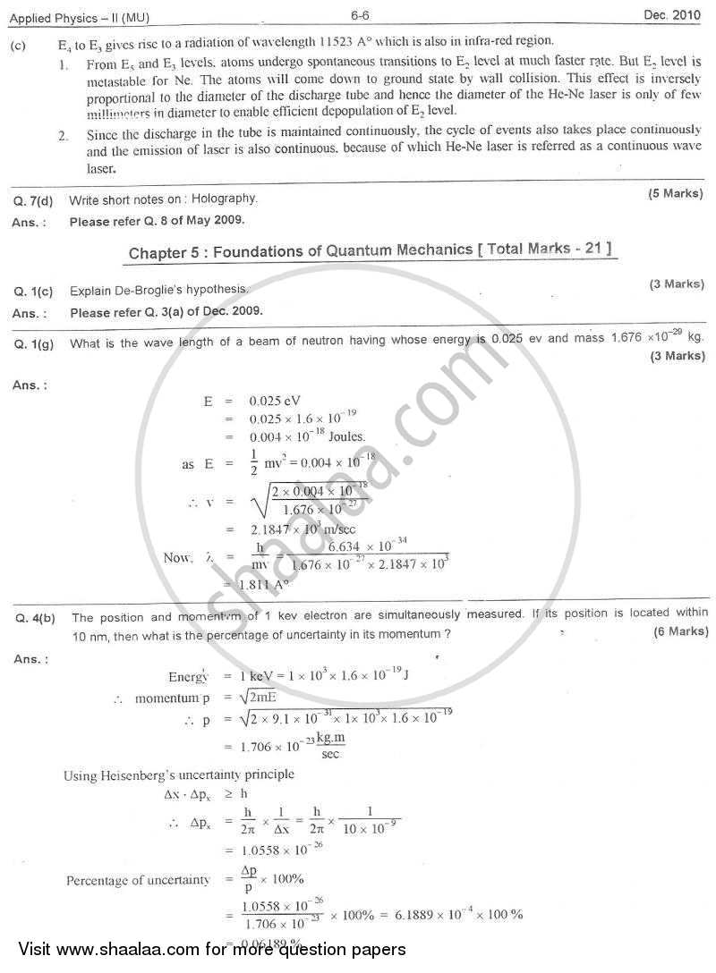 Applied Physics 2 2010-2011 - B.E. - Semester 2 (FE First Year) - University of Mumbai question paper with PDF download