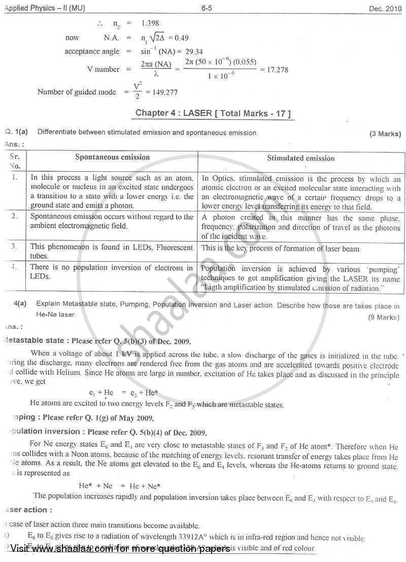 Applied Physics 2 2010-2011 - B.E. - Semester 2 (FE First Year) - University of Mumbai question paper with PDF download