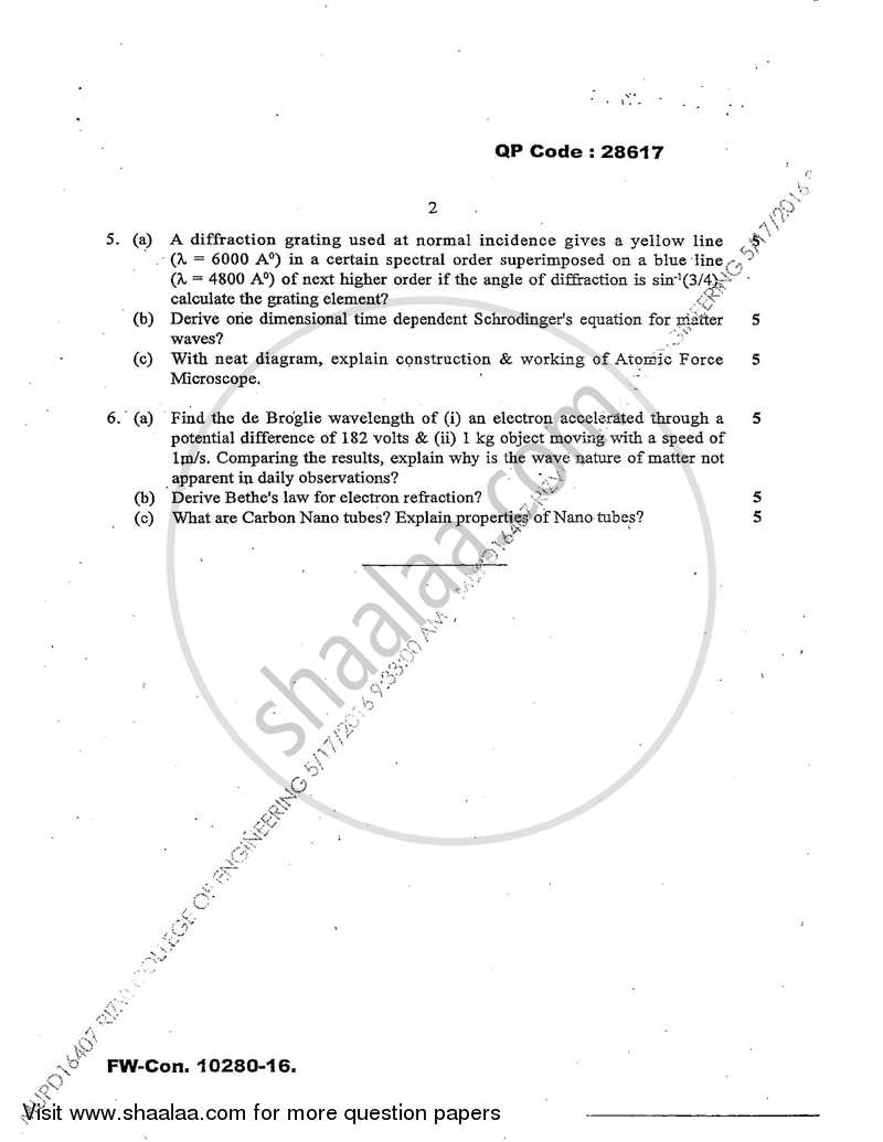 Applied Physics 2 2015-2016 - B.E. - Semester 2 (FE First Year) - University of Mumbai question paper with PDF download