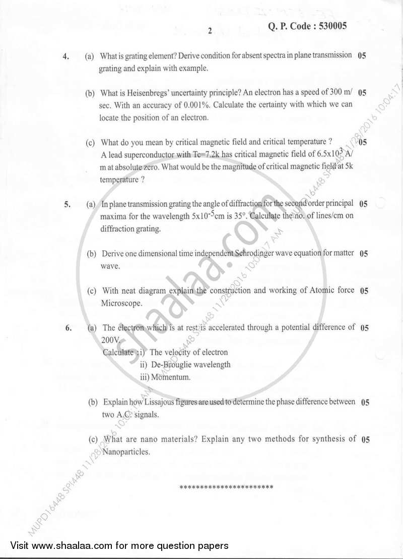 Applied Physics 2 2016-2017 - B.E. - Semester 2 (FE First Year) - University of Mumbai question paper with PDF download