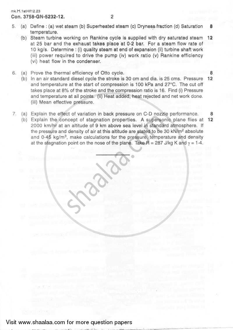 Applied Thermodynamics 2011-2012 - B.E. - Semester 4 (SE Second Year) - University of Mumbai question paper with PDF download