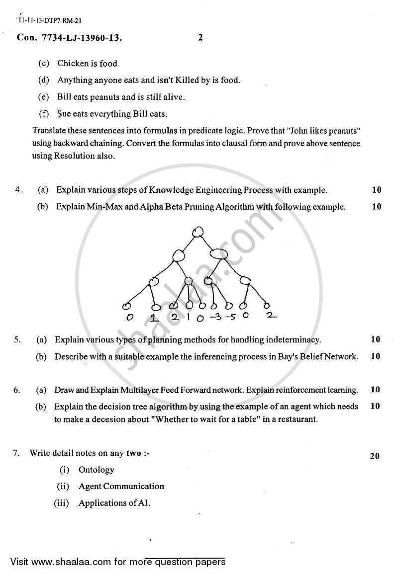 Artificial Intelligence 2013-2014 - B.E. - Semester 7 (BE Fourth Year) - University of Mumbai question paper with PDF download
