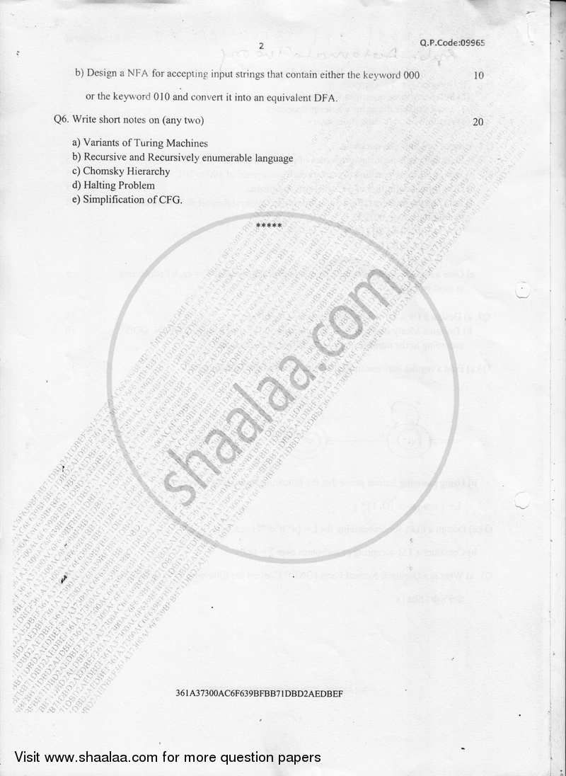 Automata Theory 2017-2018 - B.E. - Semester 4 (SE Second Year) - University of Mumbai question paper with PDF download