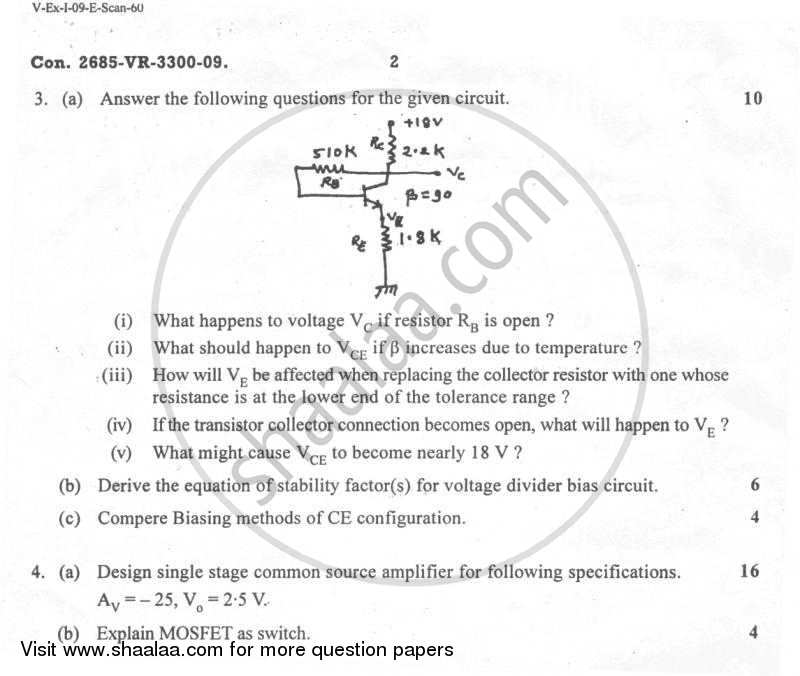 Basic Electronics Circuits 2008-2009 - B.E. - Semester 3 (SE Second Year) - University of Mumbai question paper with PDF download