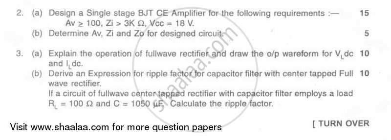 Basic Electronics Circuits 2009-2010 - B.E. - Semester 3 (SE Second Year) - University of Mumbai question paper with PDF download
