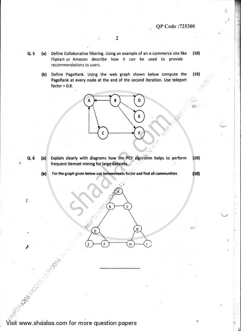 Big Data Analytics 2016-2017 - B.E. - Semester 8 (BE Fourth Year) - University of Mumbai question paper with PDF download