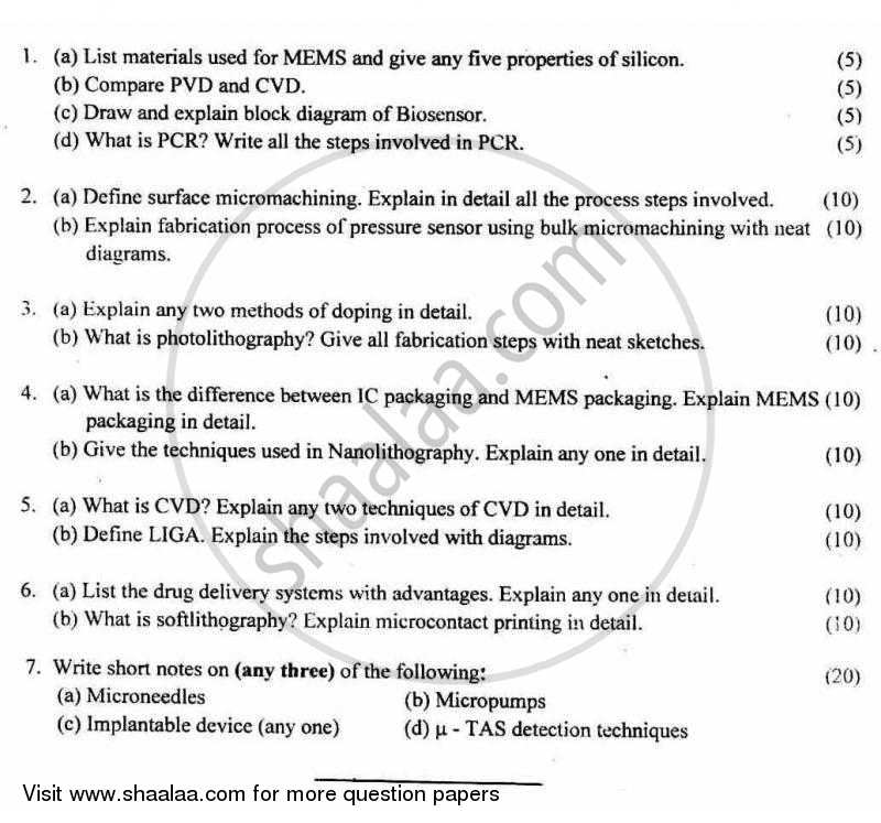 Bio Medical Microsystems 2010-2011 - B.E. - Semester 8 (BE Fourth Year) - University of Mumbai question paper with PDF download