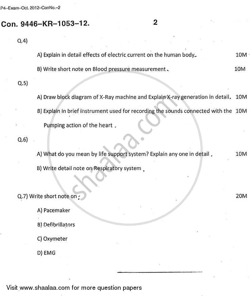 Biomedical Instrumentation 2012-2013 - B.E. - Semester 7 (BE Fourth Year) - University of Mumbai question paper with PDF download