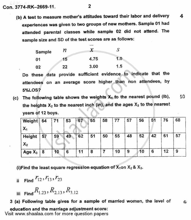 Biostatistics 2010-2011 - B.E. - Semester 6 (TE Third Year) - University of Mumbai question paper with PDF download