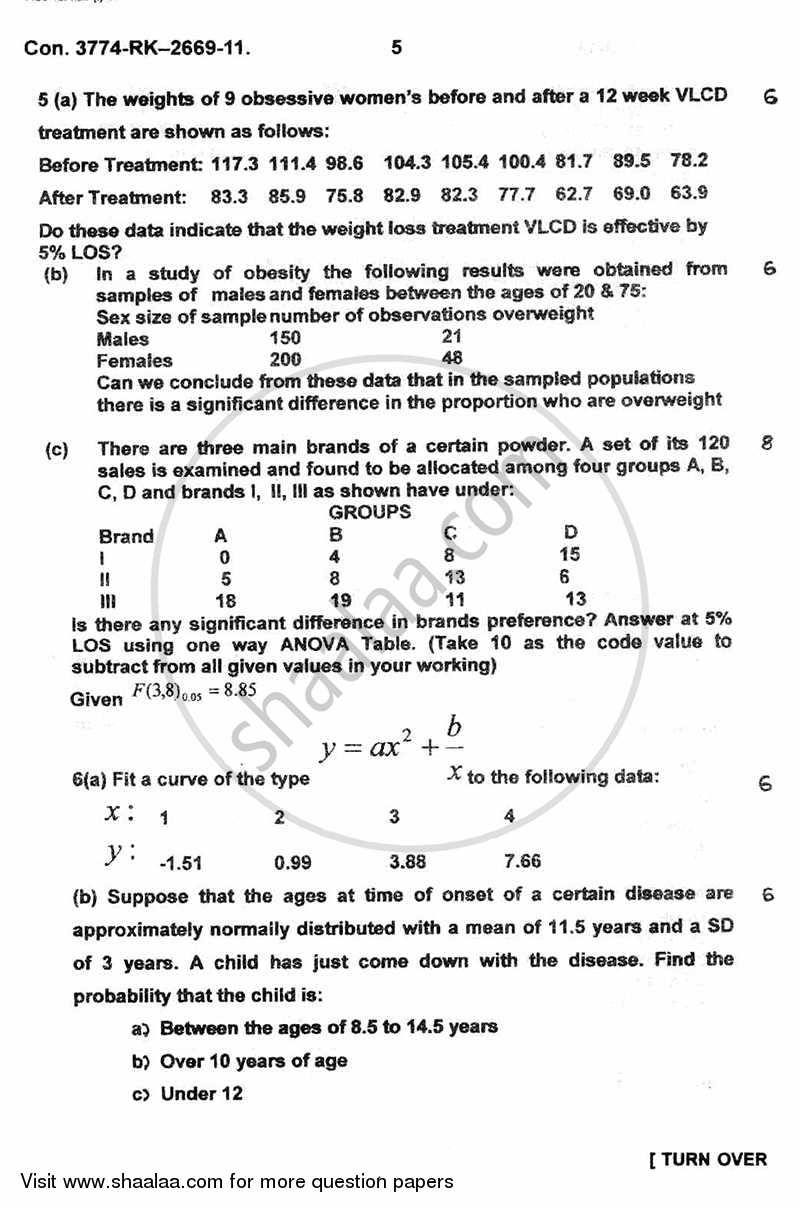 Biostatistics 2010-2011 - B.E. - Semester 6 (TE Third Year) - University of Mumbai question paper with PDF download