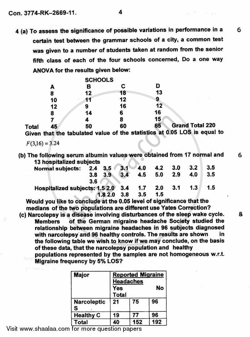 Biostatistics 2010-2011 - B.E. - Semester 6 (TE Third Year) - University of Mumbai question paper with PDF download