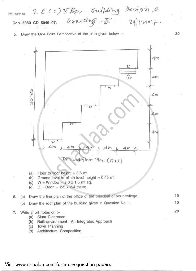 Building Design and Drawing 2 2007-2008 - B.E. - Semester 5 (TE Third Year) - University of Mumbai question paper with PDF download