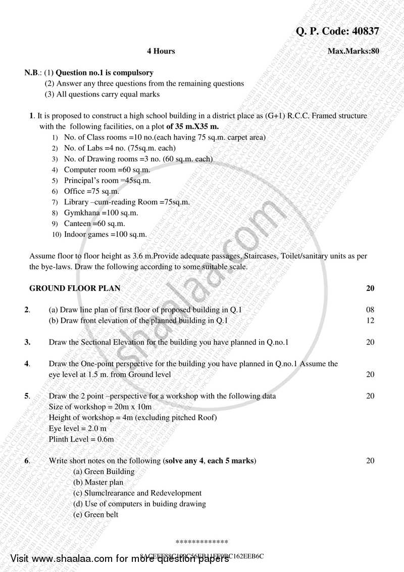 Building Design and Drawing 2 2017-2018 - B.E. - Semester 5 (TE Third Year) - University of Mumbai question paper with PDF download
