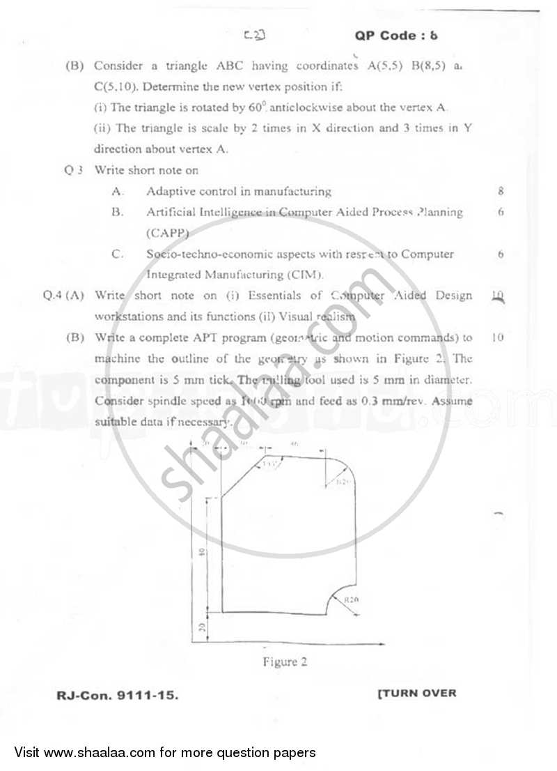 CAD CAM CAE 2014-2015 - B.E. - Semester 7 (BE Fourth Year) - University of Mumbai question paper with PDF download