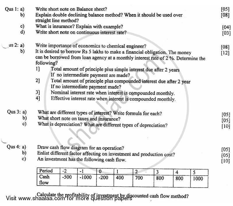 Chemical Engineering Economics 2010-2011 - B.E. - Semester 3 (SE Second Year) - University of Mumbai question paper with PDF download