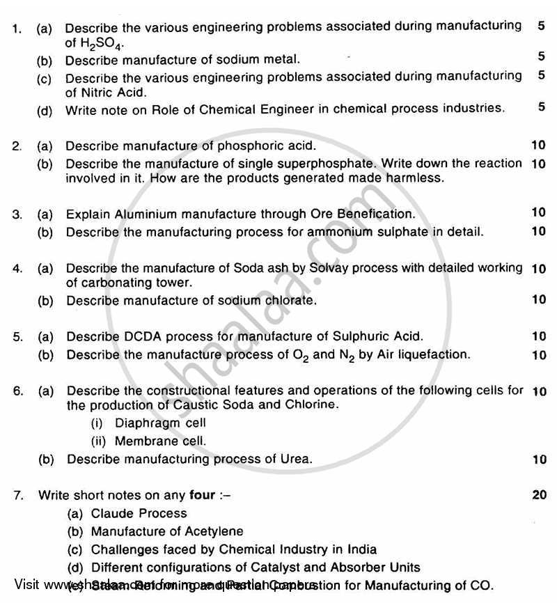 Chemical Process- 1 2010-2011 - B.E. - Semester 6 (TE Third Year) - University of Mumbai question paper with PDF download