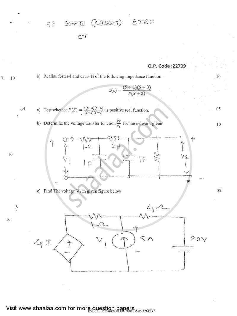 Circuit Theory 2017-2018 - B.E. - Semester 3 (SE Second Year) - University of Mumbai question paper with PDF download