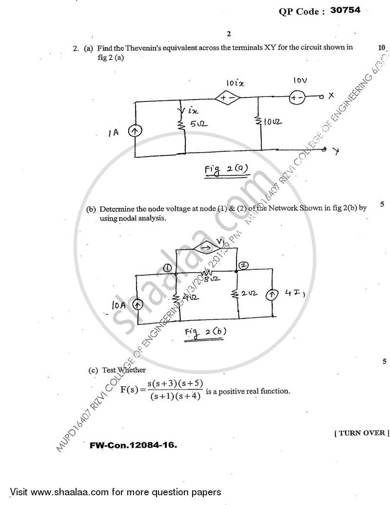 Circuits and Transmission Lines 2015-2016 - B.E. - Semester 3 (SE Second Year) - University of Mumbai question paper with PDF download