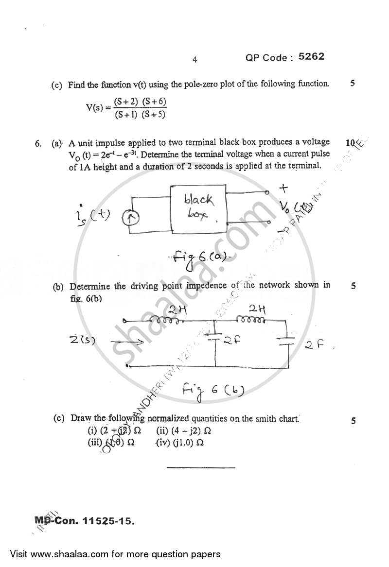 Circuits and Transmission Lines 2015-2016 - B.E. - Semester 3 (SE Second Year) - University of Mumbai question paper with PDF download