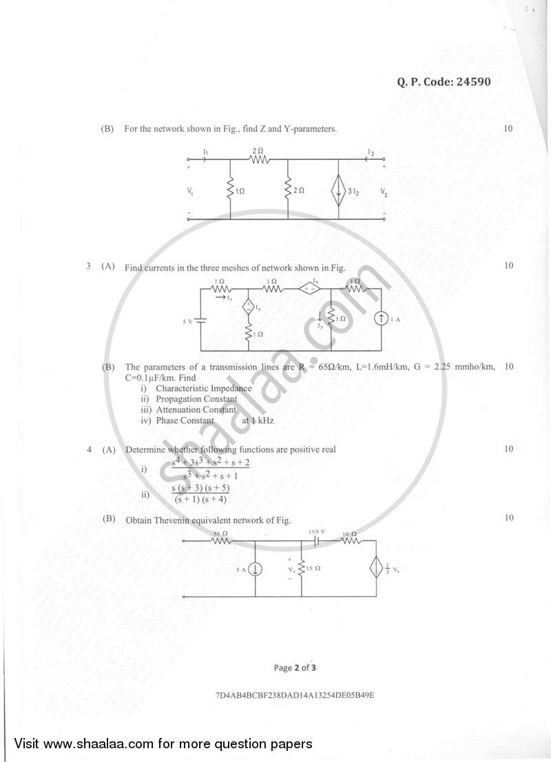Circuits and Transmission Lines 2017-2018 - B.E. - Semester 3 (SE Second Year) - University of Mumbai question paper with PDF download