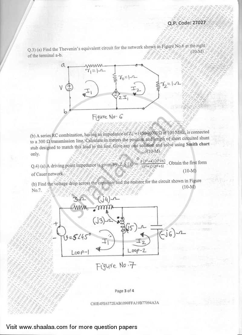 Circuits and Transmission Lines 2017-2018 - B.E. - Semester 3 (SE Second Year) - University of Mumbai question paper with PDF download