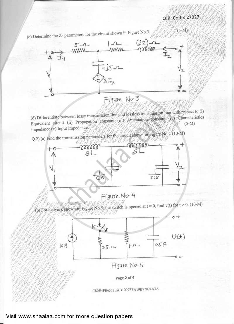 Circuits and Transmission Lines 2017-2018 - B.E. - Semester 3 (SE Second Year) - University of Mumbai question paper with PDF download