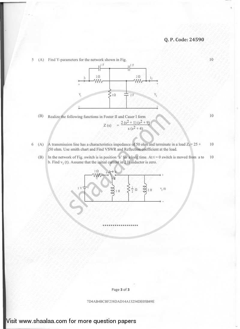 Circuits and Transmission Lines 2017-2018 - B.E. - Semester 3 (SE Second Year) - University of Mumbai question paper with PDF download