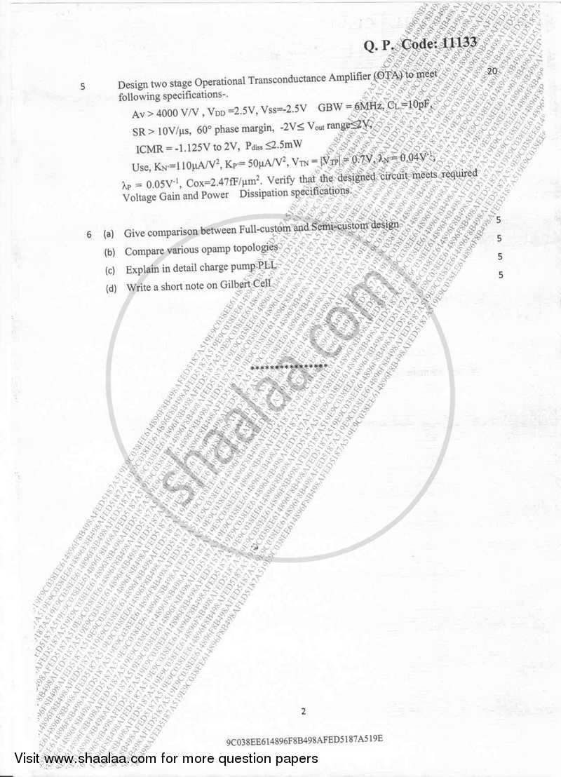 CMOS VLSI Design 2017-2018 - B.E. - Semester 8 (BE Fourth Year) - University of Mumbai question paper with PDF download