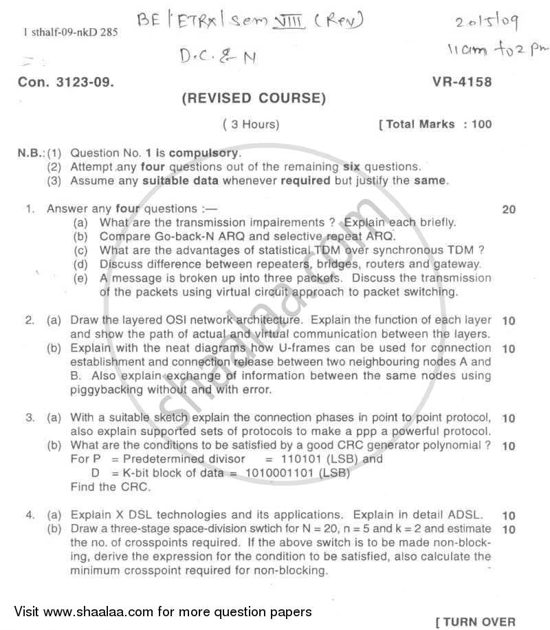 Communication Networks 2008-2009 - B.E. - Semester 7 (BE Fourth Year) - University of Mumbai question paper with PDF download