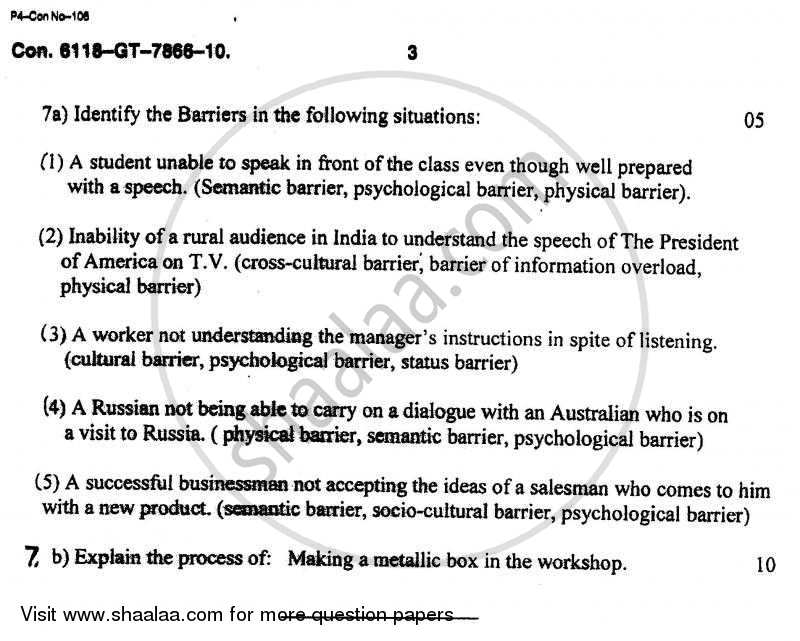 Communication Skills 2010-2011 - B.E. - Semester 2 (FE First Year) - University of Mumbai question paper with PDF download