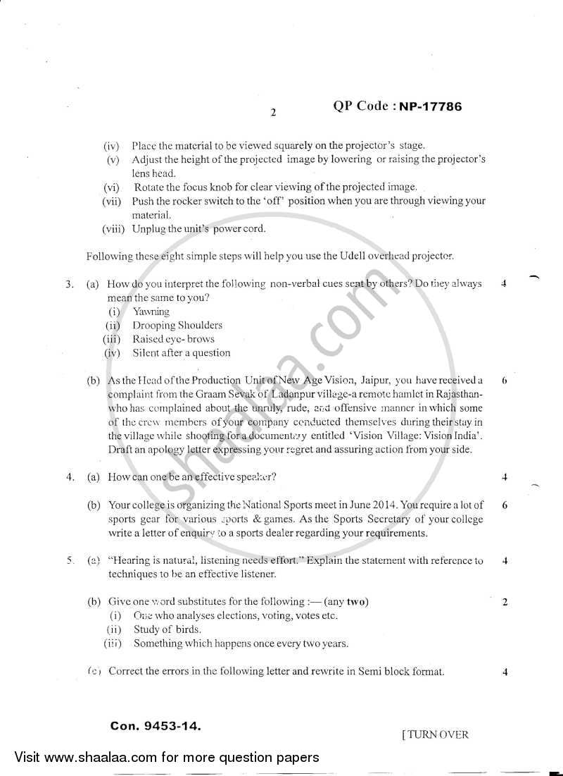 Communication Skills 2013-2014 - B.E. - Semester 2 (FE First Year) - University of Mumbai question paper with PDF download